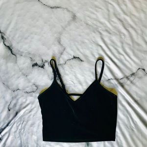 Fashion Nova Black Velvet Crop Top